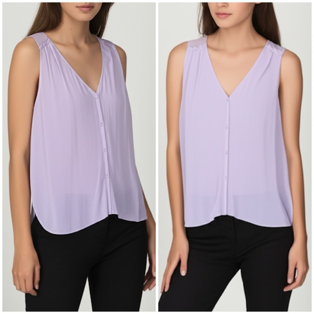 Wilfred 100% Silk Aritzia Pastel Lilac Purple Lightweight‎  Sleeveless Blouse